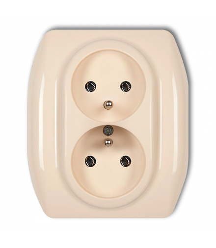 TREND Gniazdo podwójne z uziemieniem 2x(2P+Z) (bez przesłon torów prądowych) Beżowy Karlik 1GP-2z