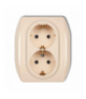 TREND Gniazdo podwójne z uziemieniem SCHUKO 2x(2P+Z) (bez przesłon torów prądowych) Beżowy Karlik 1GP-2s
