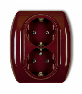 TREND Gniazdo podwójne z uziemieniem SCHUKO 2x(2P+Z) (bez przesłon torów prądowych) Brązowy Karlik 4GP-2s