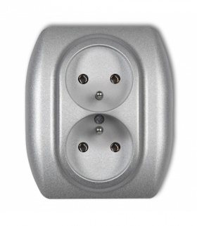 TREND Gniazdo podwójne z uziemieniem 2x(2P+Z) (bez przesłon torów prądowych) Srebrny metalik Karlik 7GP-2z