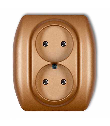 TREND Gniazdo podwójne bez uziemienia 2x2P (bez przesłon torów prądowych) Złoty metalik Karlik 8GP-2