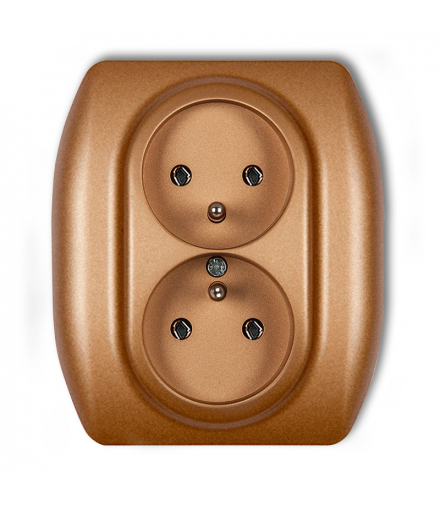 TREND Gniazdo podwójne z uziemieniem 2x(2P+Z) (bez przesłon torów prądowych) Złoty metalik Karlik 8GP-2z