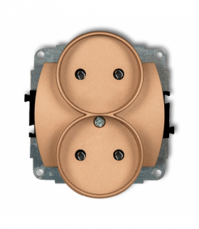 TREND Mechanizm gniazda podwójnego do ramki poziomej bez uziemienia 2x2P (bez przesłon torów prądowych) Złoty metalik Karlik 8GPR-2