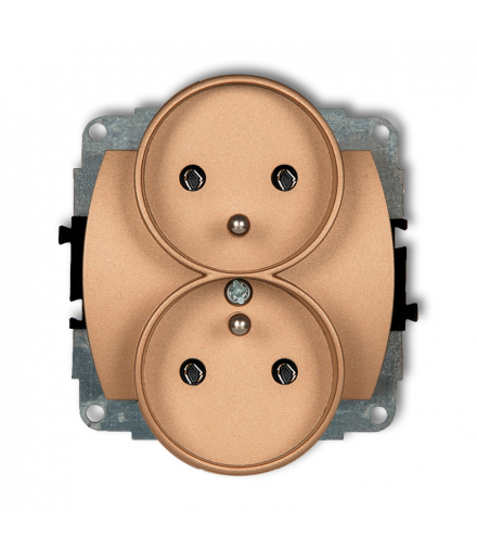 TREND Mechanizm gniazda podwójnego do ramki poziomej z uziemieniem 2x(2P+Z) (bez przesłon torów prądowych) Złoty metalik Karlik 8GPR-2z