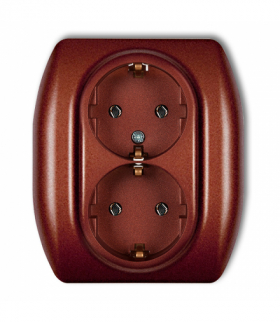 TREND Gniazdo podwójne z uziemieniem SCHUKO 2x(2P+Z) (bez przesłon torów prądowych) Brązowy metalik Karlik 9GP-2s