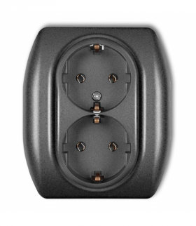 TREND Gniazdo podwójne z uziemieniem SCHUKO 2x(2P+Z) (bez przesłon torów prądowych) Grafitowy Karlik 11GP-2s