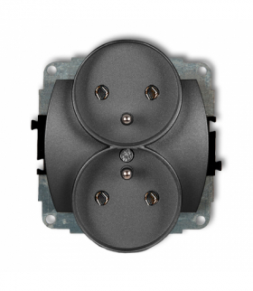 TREND Mechanizm gniazda podwójnego do ramki poziomej z uziemieniem 2x(2P+Z) (bez przesłon torów prądowych) Grafitowy Karlik 11GPR-2z