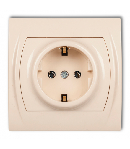 LOGO Gniazdo pojedyncze z uziemieniem SCHUKO 2P+Z (bez przesłon torów prądowych) Beżowy Karlik 1LGP-1s