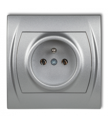 LOGO Gniazdo pojedyncze z uziemieniem 2P+Z (bez przesłon torów prądowych) Srebrny metalik Karlik 7LGP-1z