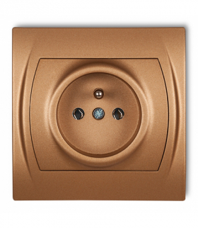 LOGO Gniazdo pojedyncze z uziemieniem 2P+Z (bez przesłon torów prądowych) Złoty metalik Karlik 8LGP-1z