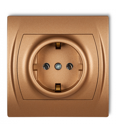 LOGO Gniazdo pojedyncze z uziemieniem SCHUKO 2P+Z (bez przesłon torów prądowych) Złoty metalik Karlik 8LGP-1s