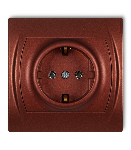 LOGO Gniazdo pojedyncze z uziemieniem SCHUKO 2P+Z (bez przesłon torów prądowych) Brązowy metalik Karlik 9LGP-1s