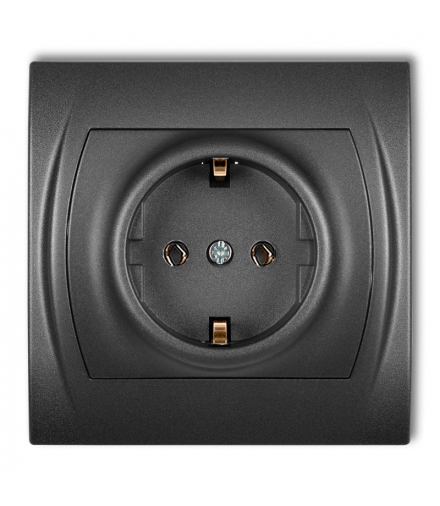 LOGO Gniazdo pojedyncze z uziemieniem SCHUKO 2P+Z (bez przesłon torów prądowych) Grafitowy Karlik 11LGP-1s