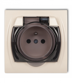 LOGO Gniazdo bryzgoszczelne z uziemieniem 2P+Z (klapka dymna, bez przesłon torów prądowych) Beżowy Karlik 1LGPB-1zd