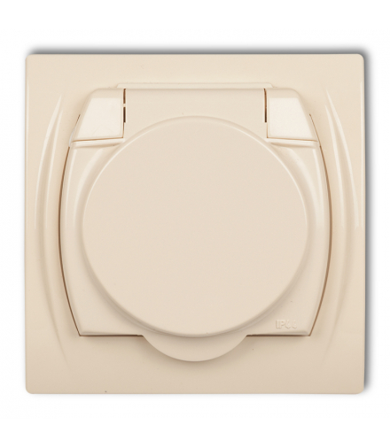 LOGO Gniazdo bryzgoszczelne z uziemieniem SCHUKO 2P+Z (klapka beżowa, bez przesłon torów prądowych) Beżowy Karlik 1LGPB-1s