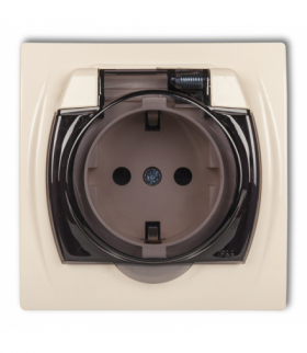 LOGO Gniazdo bryzgoszczelne z uziemieniem SCHUKO 2P+Z (klapka dymna, bez przesłon torów prądowych) Beżowy Karlik 1LGPB-1sd