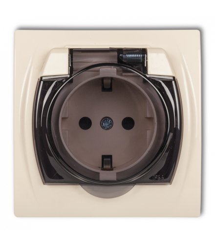 LOGO Gniazdo bryzgoszczelne z uziemieniem SCHUKO 2P+Z (klapka dymna, bez przesłon torów prądowych) Beżowy Karlik 1LGPB-1sd