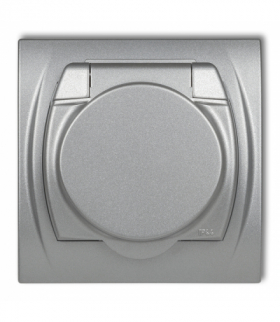 LOGO Gniazdo bryzgoszczelne z uziemieniem SCHUKO 2P+Z (klapka srebrny metalik, bez przesłon torów prądowych) Srebrny metalik Karlik 7LGPB-1s