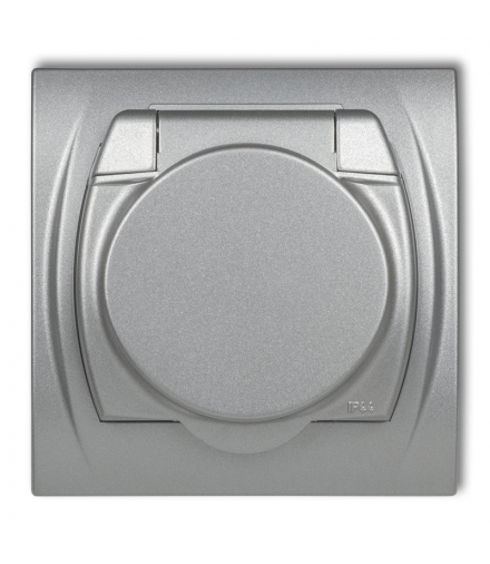 LOGO Gniazdo bryzgoszczelne z uziemieniem SCHUKO 2P+Z (klapka srebrny metalik, bez przesłon torów prądowych) Srebrny metalik Karlik 7LGPB-1s