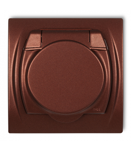 LOGO Gniazdo bryzgoszczelne z uziemieniem SCHUKO 2P+Z (klapka brązowy metalik, bez przesłon torów prądowych) Brązowy metalik Karlik 9LGPB-1s