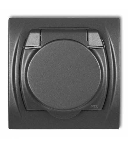 LOGO Gniazdo bryzgoszczelne z uziemieniem SCHUKO 2P+Z (klapka grafitowa, bez przesłon torów prądowych) Grafitowy Karlik 11LGPB-1s