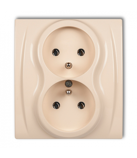 LOGO Gniazdo podwójne z uziemieniem 2x(2P+Z) (bez przesłon torów prądowych) Beżowy Karlik 1LGP-2z