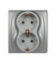 LOGO Gniazdo podwójne z uziemieniem SCHUKO 2x(2P+Z) (bez przesłon torów prądowych) Srebrny metalik Karlik 7LGP-2s