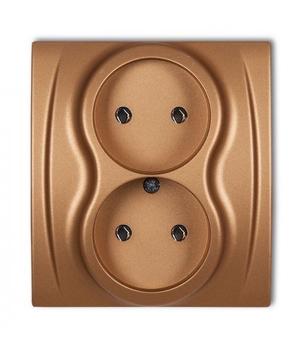 LOGO Gniazdo podwójne bez uziemienia 2x2P (bez przesłon torów prądowych) Złoty metalik Karlik 8LGP-2