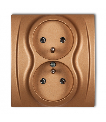 LOGO Gniazdo podwójne z uziemieniem 2x(2P+Z) (bez przesłon torów prądowych) Złoty metalik Karlik 8LGP-2z