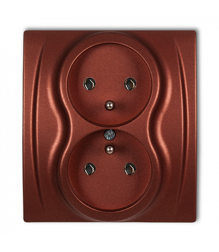 LOGO Gniazdo podwójne z uziemieniem 2x(2P+Z) (bez przesłon torów prądowych) Brązowy metalik Karlik 9LGP-2z