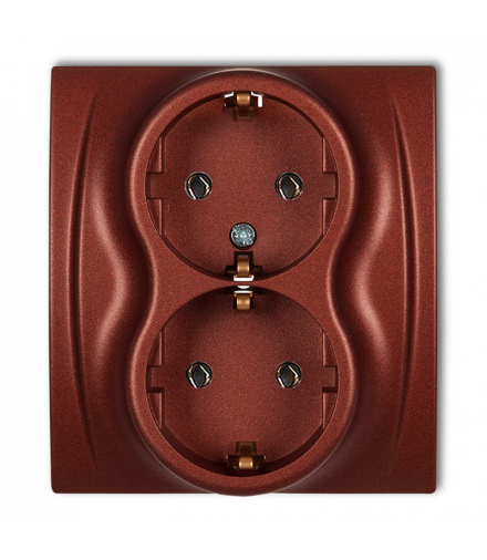 LOGO Gniazdo podwójne z uziemieniem SCHUKO 2x(2P+Z) (bez przesłon torów prądowych) Brązowy metalik Karlik 9LGP-2s