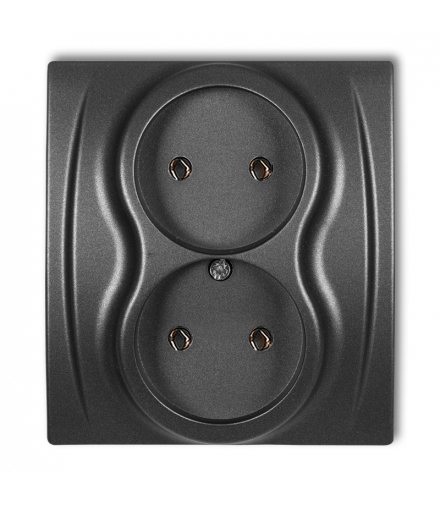 LOGO Gniazdo podwójne bez uziemienia 2x2P (bez przesłon torów prądowych) Grafitowy Karlik 11LGP-2