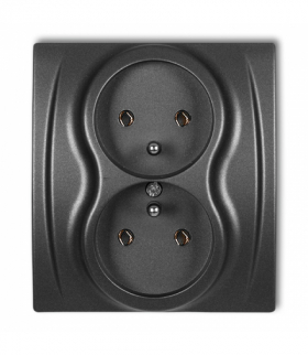LOGO Gniazdo podwójne z uziemieniem 2x(2P+Z) (bez przesłon torów prądowych) Grafitowy Karlik 11LGP-2z