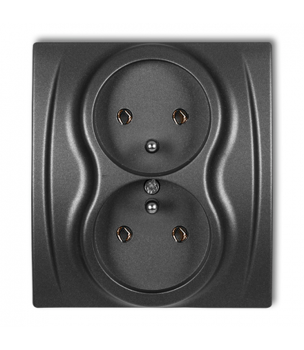 LOGO Gniazdo podwójne z uziemieniem 2x(2P+Z) (bez przesłon torów prądowych) Grafitowy Karlik 11LGP-2z
