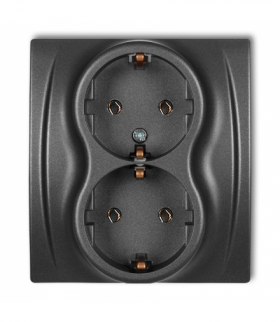 LOGO Gniazdo podwójne z uziemieniem SCHUKO 2x(2P+Z) (bez przesłon torów prądowych) Grafitowy Karlik 11LGP-2s