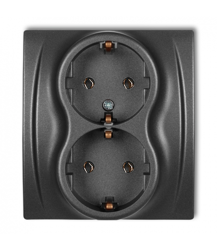 LOGO Gniazdo podwójne z uziemieniem SCHUKO 2x(2P+Z) (bez przesłon torów prądowych) Grafitowy Karlik 11LGP-2s