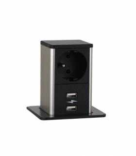POP UP GNIAZDO B/B 1XUTE ŁADOWARKA USB A/A 12W Digitel DG-8043-W