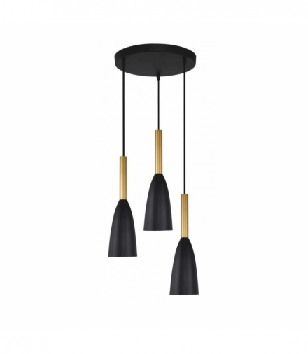 Lampa wisząca Solin wisząca talerz 3xE27 czarno/złota Light Prestige LP-181/3P BK/GD