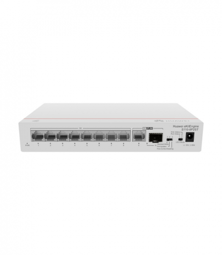 Huawei S110-8P2ST Switch 8x GE PoE+, 1x SFP, 1x GE, 124W, AC HUAWEI S110-8P2ST