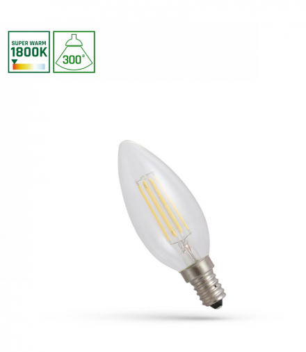 LED ŚWIECOWA E14 230V 4W COG 1800K CLEAR SPECTRUM Spectrum WOJ+14649