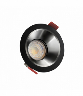 OCZKO FIALE COMFORT ANTI - GLARE GU10 250V IP20 FI85x50mm CZARNY okrągła środek srebrny ruchoma Spectrum SLIP001020