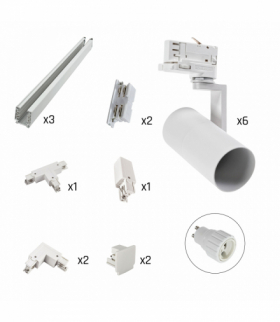 ZESTAW, KOMPLET 3x SZYNA + 6x OPRAWA MADARA MINI SPOTS BIAŁY + AKCESORIA Spectrum SLIP003008_SET_EXP