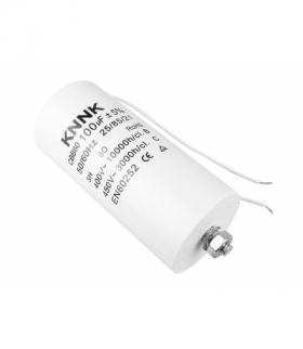 Kondensator silnikowy 100 uF / 450 VAC z przewodem. LXKONN027