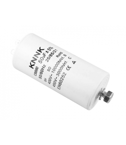 Kondensator silnikowy 50 uF / 450 VAC. LXKONN011