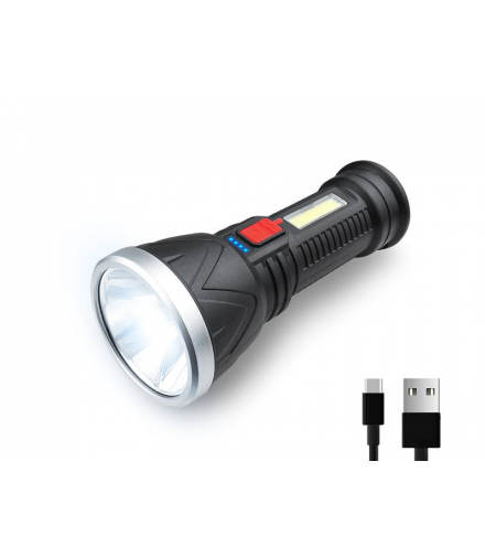 Latarka ręczna LTC 1-LED XPE+COB 3W 500lm, akumulator 2400mAh, IP65,USB-C LXLL251