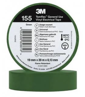 Winylowa taśma elektroizolacyjna 3M™ Temflex™ 155, ZIELONA, 19 MM x 20 M 7100184747