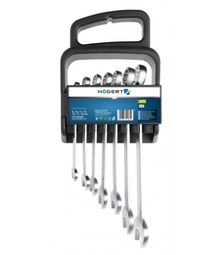 Zestaw kluczy płasko-oczkowych 7 szt., rozm. 8-19 mm, CrV Hogert HT1W490-1