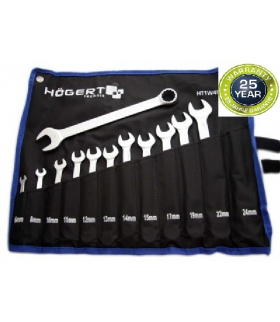 Zestaw kluczy płasko-oczkowych 12 szt., rozm. 6-24 mm, CrV Hogert HT1W492-1