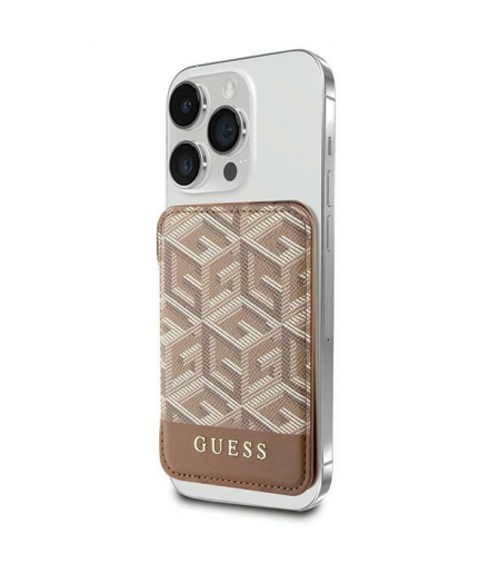 Guess portfel GUWMSHGCFSEW brązowy Wallet Cardslot Stand Gcube Stripe Magsafe TFO GSM175996