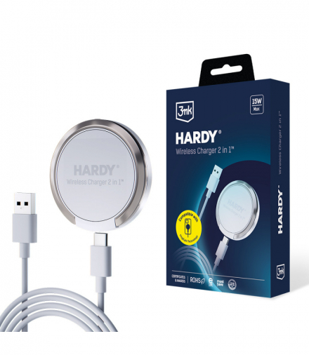 3mk ładowarka bezprzewodowa Hardy Wireless Charger 2in1 15W White TFO GSM181477